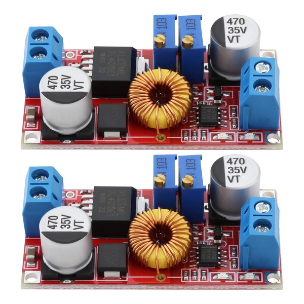 Micro Traders 2PCS 5A DC-DC Adjustable Buck Converter 51x26.3x14.3mm 5V-32V