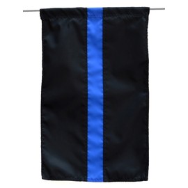 US Flag Factory - Garden Flag 12x18 Inch Thin Blue Line Flag (Sewn 3-Stripes) for Police Officers (Pole Sleeve) - Blue Lives Matter Flag - Outdoor SolarMax Nylon - 100% Made in America