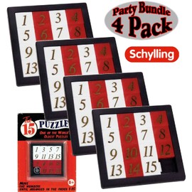 Schylling The 15 Puzzle - Number Slide Brain Teaser (4-Pack)
