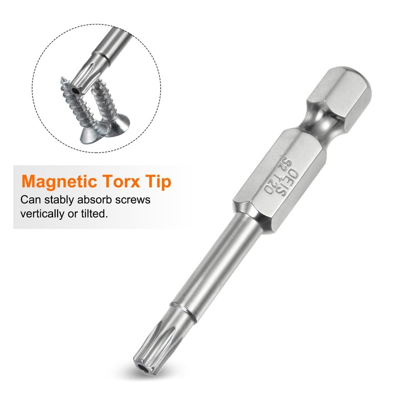 sourcing map 10pcs T20 Security Torx Bit 1/4" Hex Shank