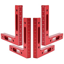 Mocoum Aleación de aluminio de 90 grados cuadrados de posicionamiento de 4.7 x 4.7 pulgadas (4.7 x 4.7 in), abrazaderas de ángulo recto, herramienta de carpintería, cuadrado de sujeción de esquina