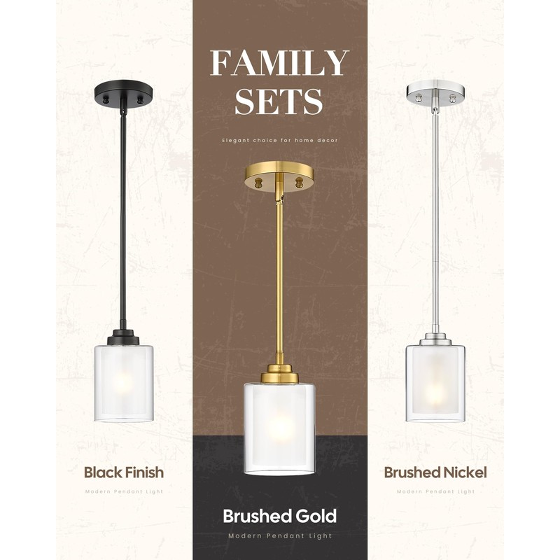TENGXIN Modern Pendant Light,Brushed Gold Modern Pendant Light for Kitchen