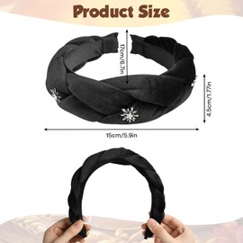 Women's Costume Headband, Dirndl Headband, Vintage Braided Headband for Women, Oktoberfest Headband with Edelweiss, Traditional Hair Accessories, Headband for Women and Girls (Black, 1)