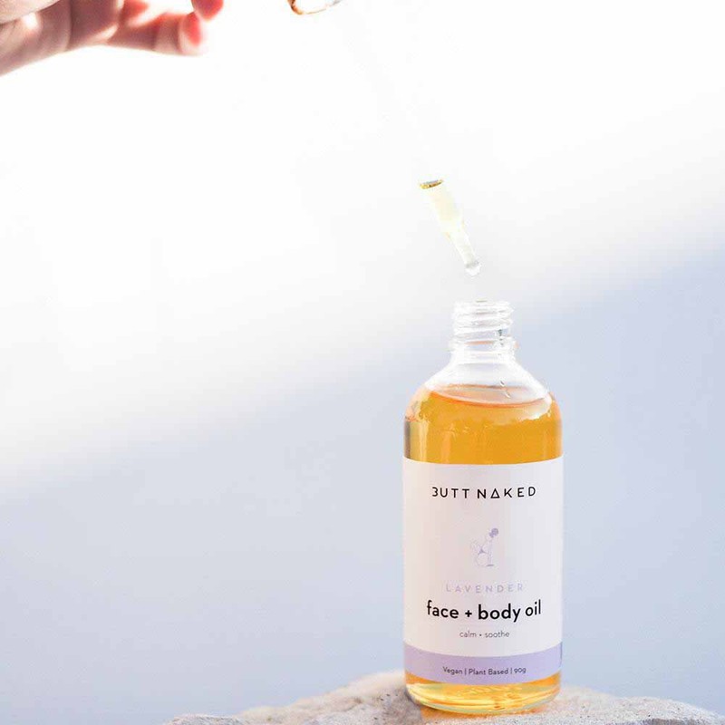 Butt Naked Body Lavender Face Cleanser + Body Oil, 90ml