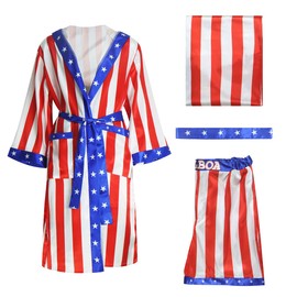 LILLIWEEN Boxing Costume Boxing Robe Satin Robe and Shorts for Adult Kids