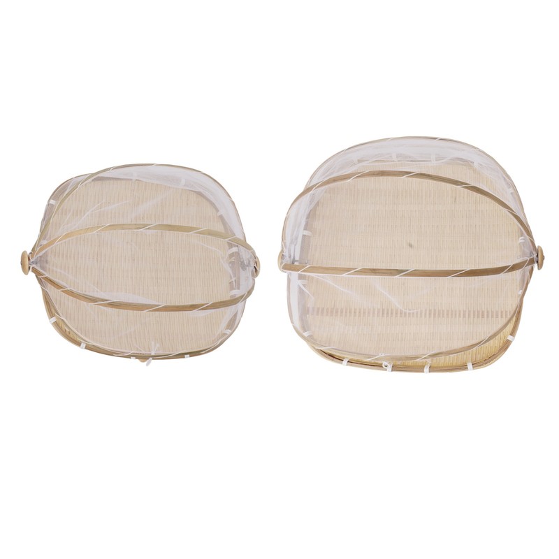 2Pcs Food Serving Tent Basket Fly Skeeter Insect Resistant Bamboo