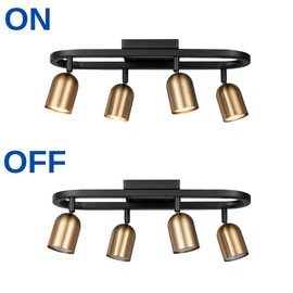 CRAFTRONOS 4 Light Modern Track Lighting Kit, Matte Black Brass Finish with Flexibly Pivot Shades,Decorative Ceiling Spot Light for Kitchen,Bedroom,Living Room,Hallway,Home Improvement