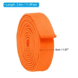 PATIKIL Taekwondo Colored Ranking Belt 1.6" x11.8Ft 3.6m, Cotton Martial Arts Judo Karate Belt for Coach Teaching Practice, Orange