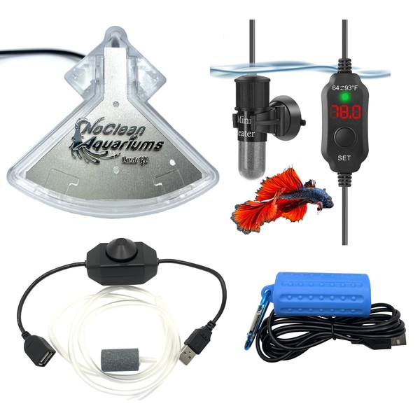 NoClean Aquariums Dazzle LED + Silent Aeration Pump Kit +