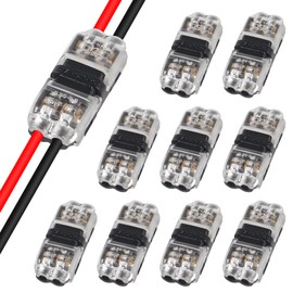 10PCS Low Voltage Wire Connectors, 2 Pin 2 Way Universal Compact Wire I Shape Terminals, Toolless Wire Connectors, 2 Way Automotive Quick Splice Wire Wiring Connector for AWG 20-24