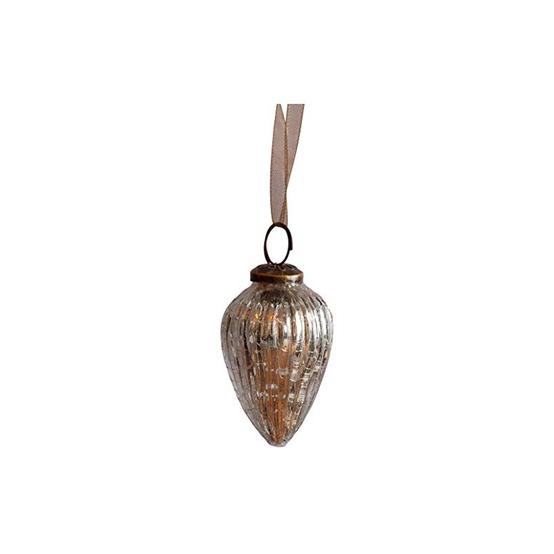 Aurora Christmas Glass Pinecone Christmas Bauble, Silver, 2"