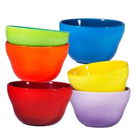 Ceramic Dessert Bowls Set – 8 Oz Durable Ceramic Bowls set of 6 Elegant Colorful Gradient Colors for Ice-cream, Salad, Cereal, Snack, Fruit, Rice & Pudding Microwave Safe Appetizer Bowls