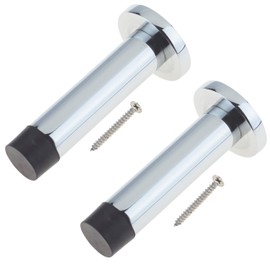 Door Stop | Projection Wall Door or Skirting Mounted | Polished Chrome | Pack of 2