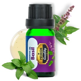 Labambi Valley 100% Pure Essential Oils for Diffusers, Home Care, Car, Hair & Massage, Candle Making Scents, Fragrance, Aromatherapy, Humidifiers, Gifts - 10 ml (0.33 oz) (10ml/(0.33 oz), Basil)