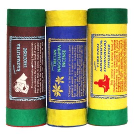 Original Tibetan Incense Sticks Set Nirvana 3 x 30 Pieces, Handmade, 100% Natural & Vegan, with Stick Holder