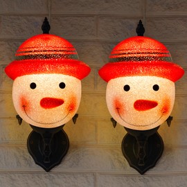 2Pcs Snowman Christmas Porch Light Covers for Christmas Holidays Outdoor Decoration Supplies, Cute Xmas Home Door Porches Garages Patios Decor (Red)
