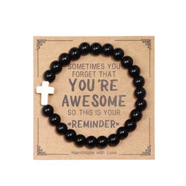 Inspirational Bracelets for Women Natural Stone Healing Relaxation Chakra Cross Bracelet Gifts for Christian Easter Graduation Birthday Christmas Mothers day Valentines Thanksgiving Appreciation Gifts