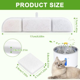 Set of 10 Cat Fountain Filter for 2.1 L Drinking Fountain, Cat Fountain Filter, 10 Pieces Carbon Filters and 10 Pieces Foam Filter, Cat Fountain Replacement Filter with Resin and Activated Carbon