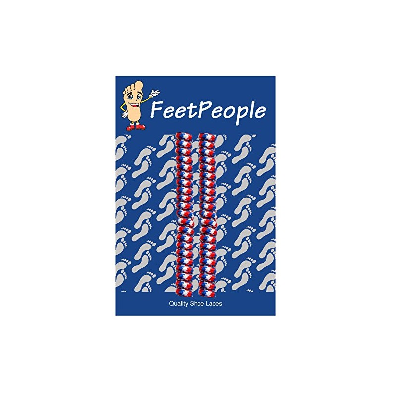 FeetPeople Curly Shoelaces, 1 Pair, Red/White/Blue