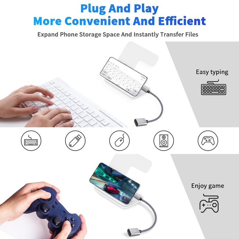 Togconn USB to Micro USB Adapter 4 Pack, Unidirectional Micro