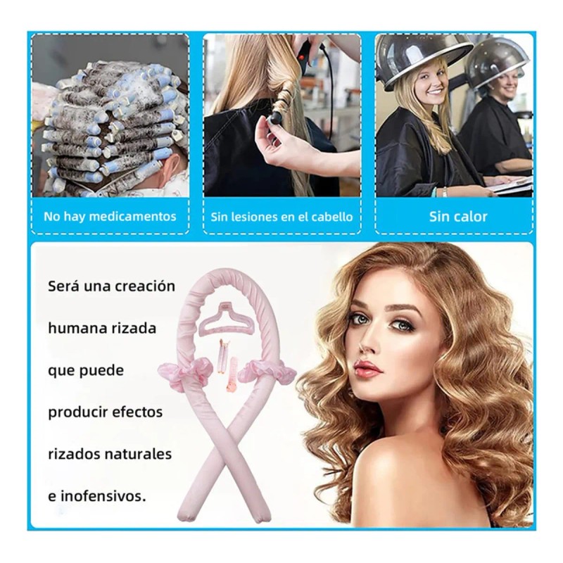 6pzs Curly Ondas En Cabello Rizos Sin Calor Tubo2 Scrunchie