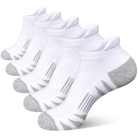 Heyoboy Men's Athletic Cushioned Cotton Socks Anti-blister Wicking Breathable Running Ankle Socks 5 Pairs