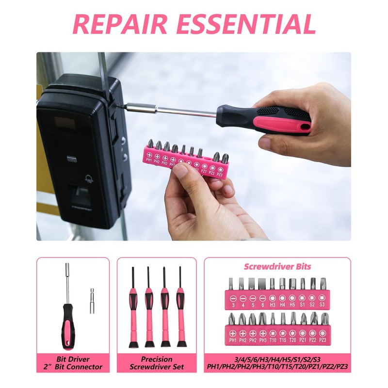 B BOSI TOOLS 40-Piece Pink Tool Set- General Household 40