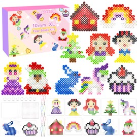 Fuse Beads Kit - 10mm Fuse Beads Set with Pegboards, Ironing Papers and Accessories, Arts and Crafts Gifts, DIY Craft Kits