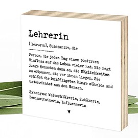 Wunderpixel¬Æ Holzbild Definition Lehrerin - 15x15x2cm zum Hinstellen/Aufh√§ngen, echter Fotodruck mit Spruch auf Holz - schwarz-wei√ües Wand-Bild Aufsteller Zuhause B√ºro zur Dekoration Geschenk-Idee