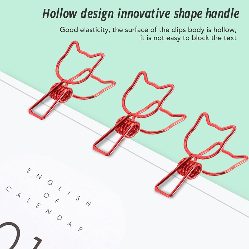 100Pcs Kitten Binder Clips Cute Animal Style Strong Clamping Hollow