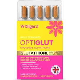 Wellgard Optiglut Liposomal Glutathione 2000µg - High Absorption Reduced L-Glutathione (GSH) - One-a-Day Vegan Capsules, 30 Capsules