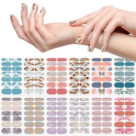 XEAOHESY 12 Sheets Marbling Gradient Color Nail Polish Strips Stickers Self-Adhesive Marbled Nail Wraps for Short Nails Nail Stickers Full Nail Wraps for Women Nail Art
