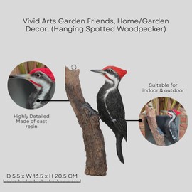 Vivid Arts Garden Friends, Home/Garden Decor. (Hanging Spotted Woodpecker)