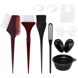 22 Piece Hair Dye Brush Kit, Hair Dye Bowl and Brush Set Kit, Tint Brush Earmuffs, Mixing Spoon, Gloves and Disposable Shawl,Shower Cap,Hair Dye Bowl Your DIY Salon Hair Coloring Kit.