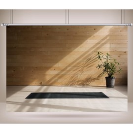 CORFOTO 8x6ft Yoga Interior Backdrop Healthy Lifestyle Yoga Mat Wooden Wall Photography Background Adult Artistic Portrait Wallpaper Photo Booth Studios Props