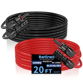 Bwtlrwn 2x20 FT Solar Panel Extension Cable, 10AWG Solar Cable Solar Panel Cable with Female & Male Waterproof Connectors for RV, Photovoltaic Systems