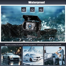 SIXTOP Reversing Camera + 10M 4-Pin Aviation Cable 18-LED IR Night Vision Waterproof Rear View Camera Parking Assistant for Cars Truck Van SUV RV Caravan Motorhome Bus Camper