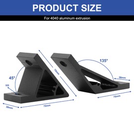 Seekliny 12pcs 4040 45/135 Degree Angle Corner Bracket 4040 Extrusion Hardware T-Slot V-Slot Accessories with Screws and Nuts for 4040 Aluminum Extrusion Connector 3D Printer Accessories Black