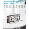Poeroa Digital Alarm Clock,7" LED Mirror Electronic Clocks,with 2 USB