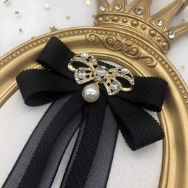 JKQBUX Pre-Tied Bow Tie Ribbon brooches Neck Shirt Tie Collar Cravat Brooch Pin Wedding Party Bow tie for Women Girl