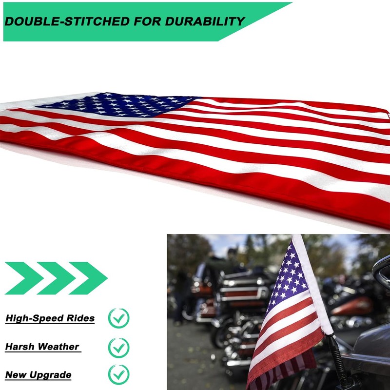 SWLOR Motorcycle American Flag, 6x9 inches, Red, White, Blue, Double
