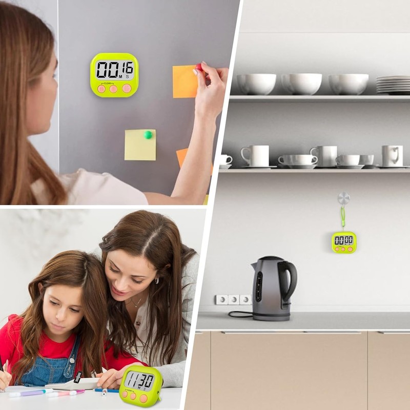 6 Pack Timer for Kids, Kitchen Timers, Magnetic Digital Timers,