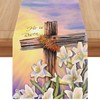 Linen He is Risen Easter Table Runner 72 Inches Long
