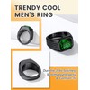 Bestyle Cool Black Classic Green Emerald Square Signet Ring With