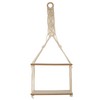 GEEZY 2 Tier Hanging Floating Macrame Rope Shelf Wooden Storage
