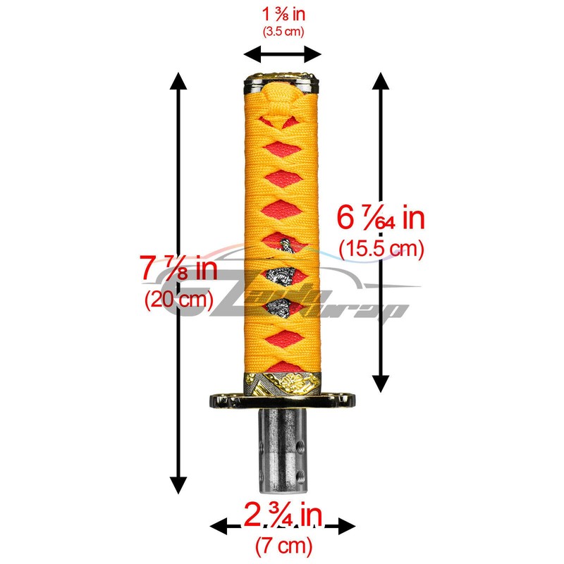 EZAUTO WRAP 15cm Orange Red Shift Knob Samurai Sword Alloy