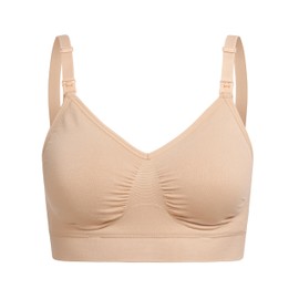 Herzmutter Non-Wired Nursing Bra without Underwire – Includes Bra Extension – Removable Nursing Insert – Pregnancy – Padded – Set of 1 & 2 – 5200, beige, M-L