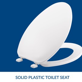 Bemis Economy Plastic Toilet Seat, Elongated, White, 170 000