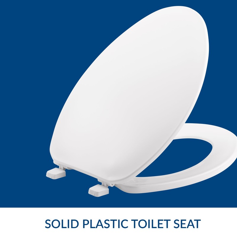 Bemis Economy Plastic Toilet Seat, Elongated, White, 170 000