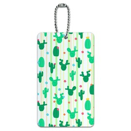 Cute Cactus with Flowers Pattern Luggage Card Suitcase Carry-On ID Tag